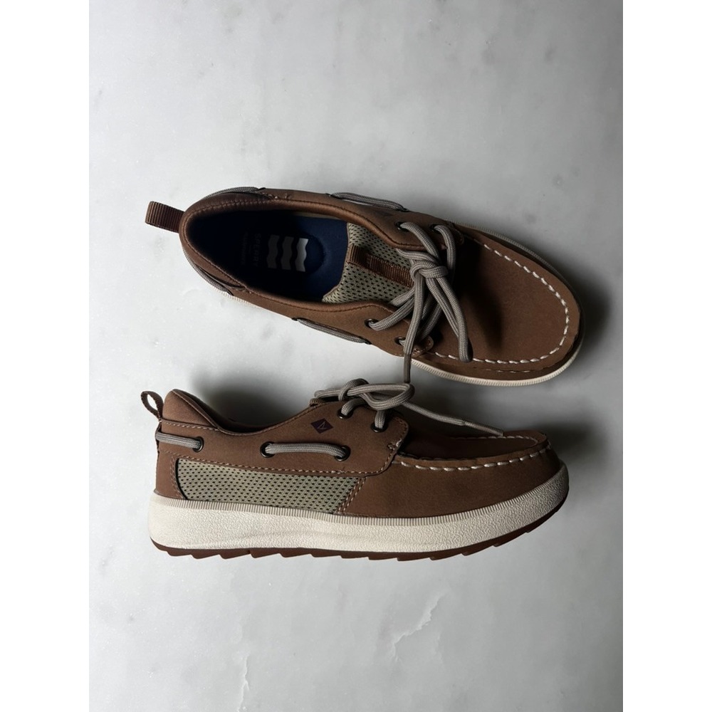 Sperry Kids Fairwater Plushwave Boat Shoe Brown Tan Casual Shoes size 1